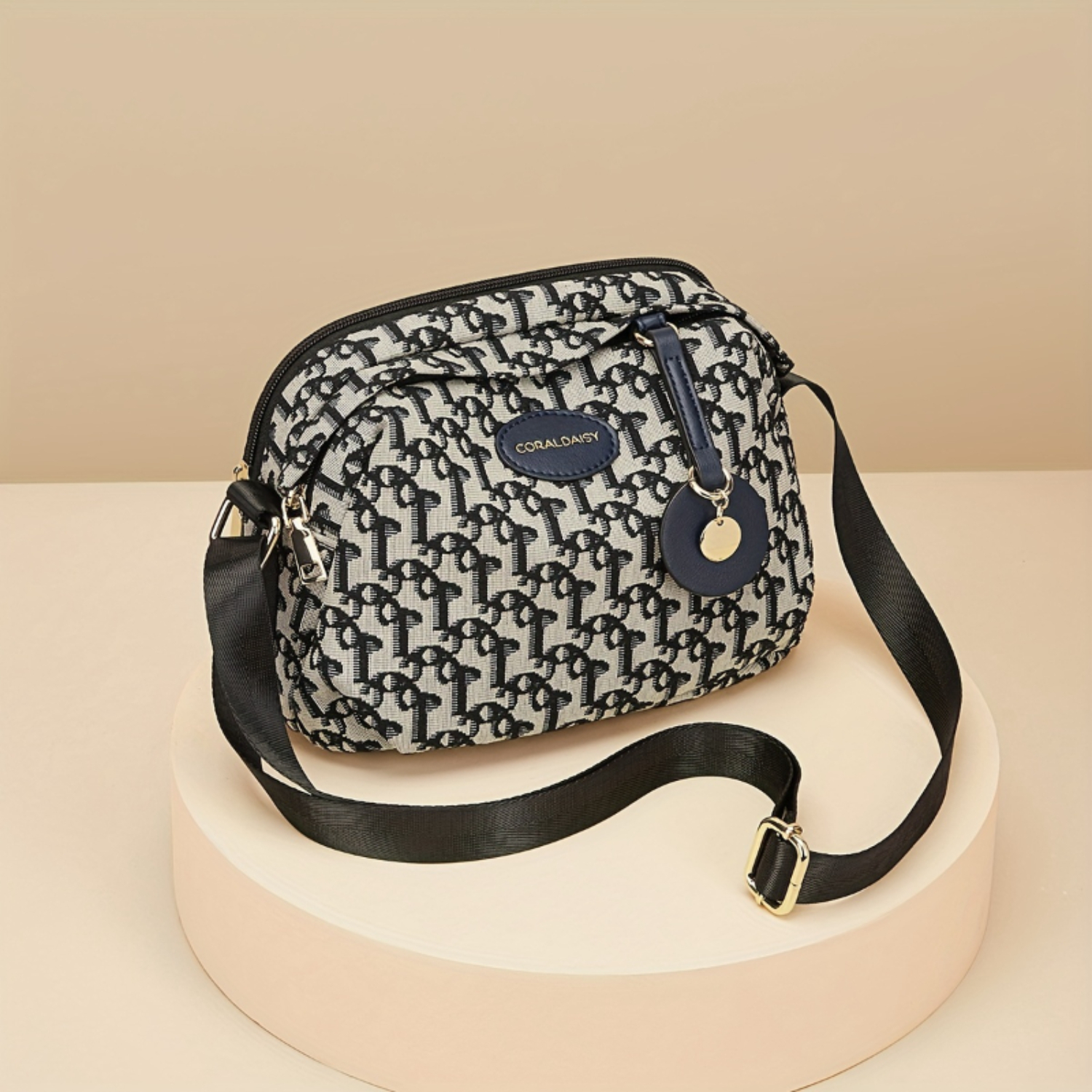 Designer-Inspired Fabric Crossbody Bag, Casual Lightweight Shoulder Purse, Mini Retro Chest Bag for Women