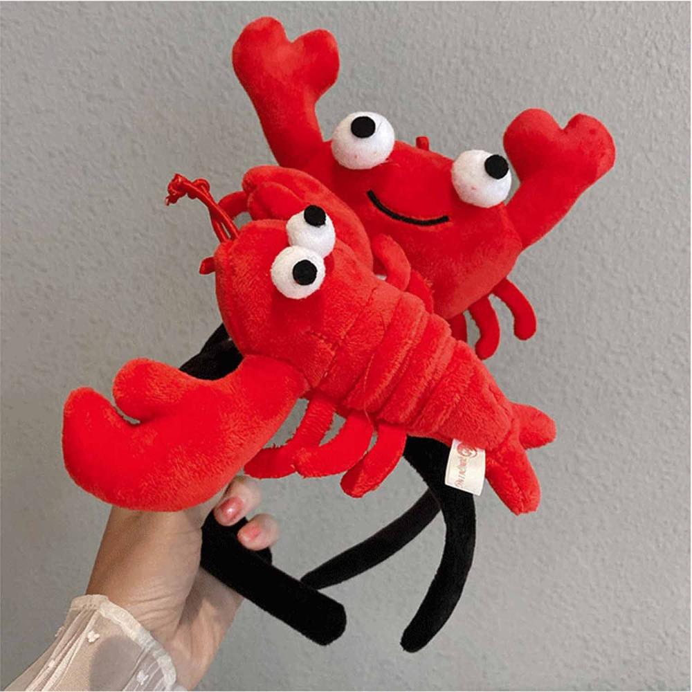 Aksesoris Rambut Fashion Crayfish Kepiting Pita Rambut Lucu Bando Jepit Rambut Lembut Cuci Wajah