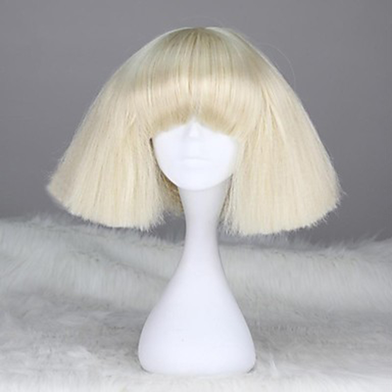 HAIRJOY レディー・ガガ コスプレウィッグ ストレート ボブ ショート ダークブラウン シルバーグレー ダークブロンド ピンク グリーン ブロンド ブラック 人工毛ウィッグ