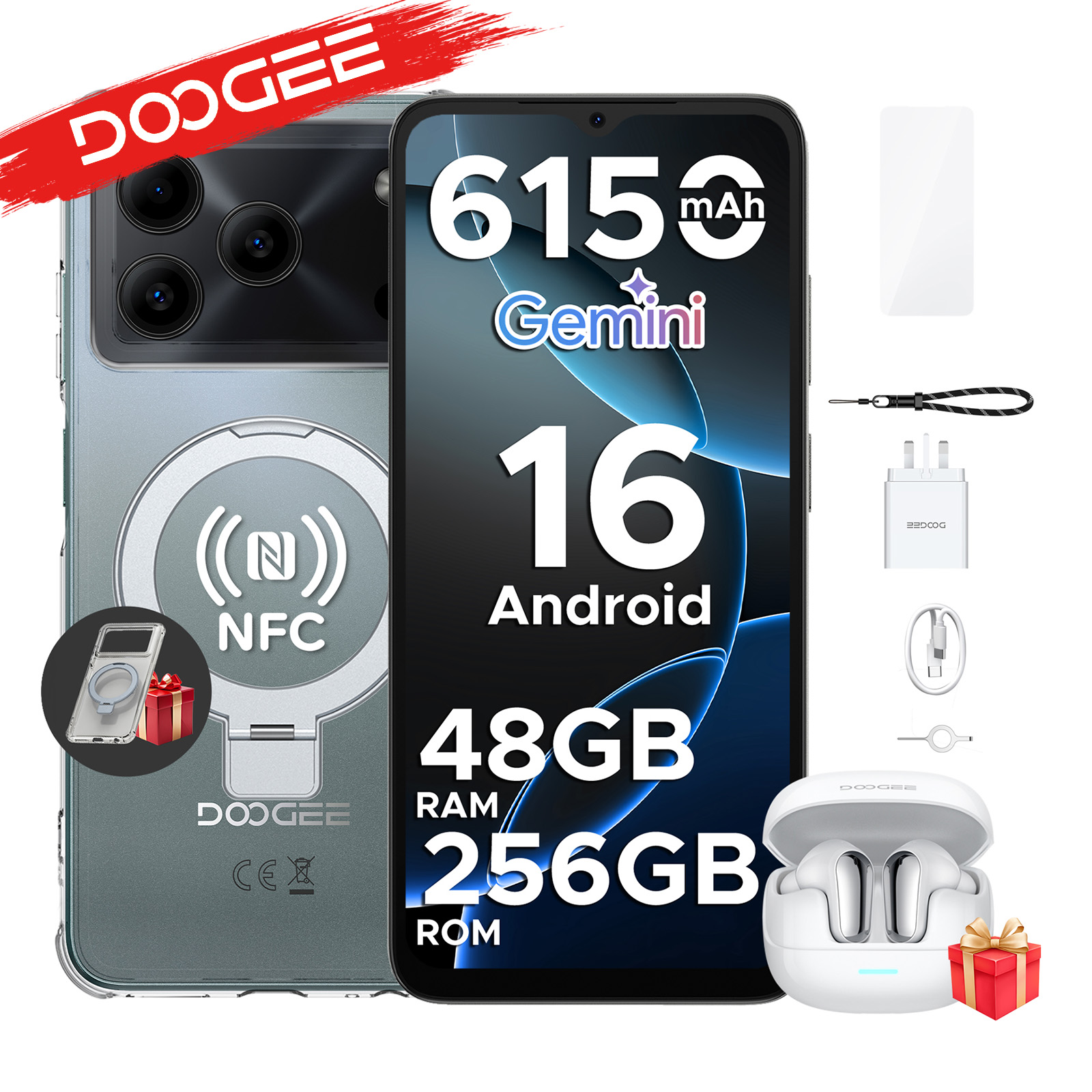 DOOGEE Note56 Plus VIP Edition Handy Android 16 Gemini AI Akku 6150 mAh 48 GB RAM (6 + 42) 256 GB ROM Mobiltelefon