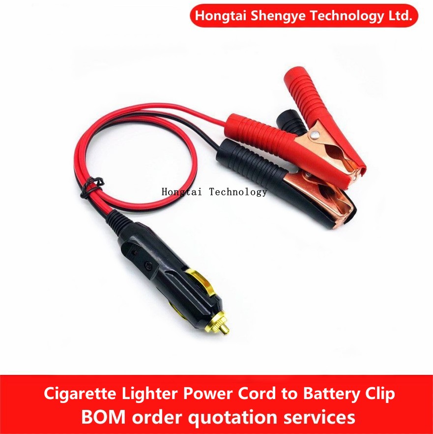 12V-24V Auto Sigarettenaansteker Aansluiting Mannelijke Stekker Adapter Netsnoer 100a Krokodil Clip Batterij Verlengsnoer 20a Zekering Led Lampjes