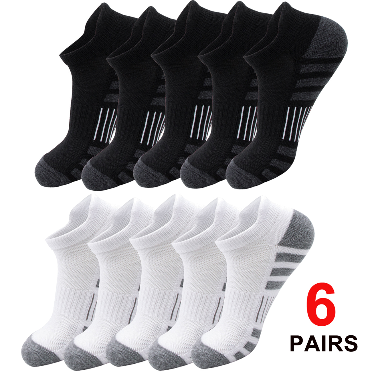 6/24 paires de chaussettes de course athlétiques à la cheville, chaussettes de sport rembourrées et respirantes, coupe basse, pour hommes et femmes