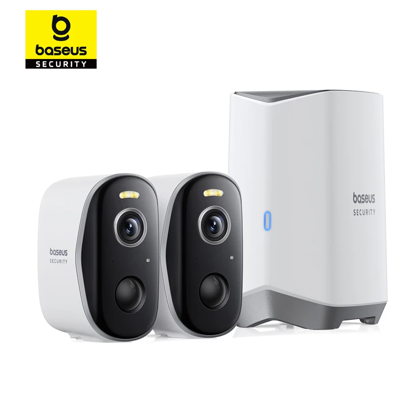 Baseus Protección de seguridad Cámara exterior Serie N1 2K Kit de 2 cámaras Seguridad inalámbrica para el hogar Duración de la batería de 210 días HomeKit Memoria de 16 TB