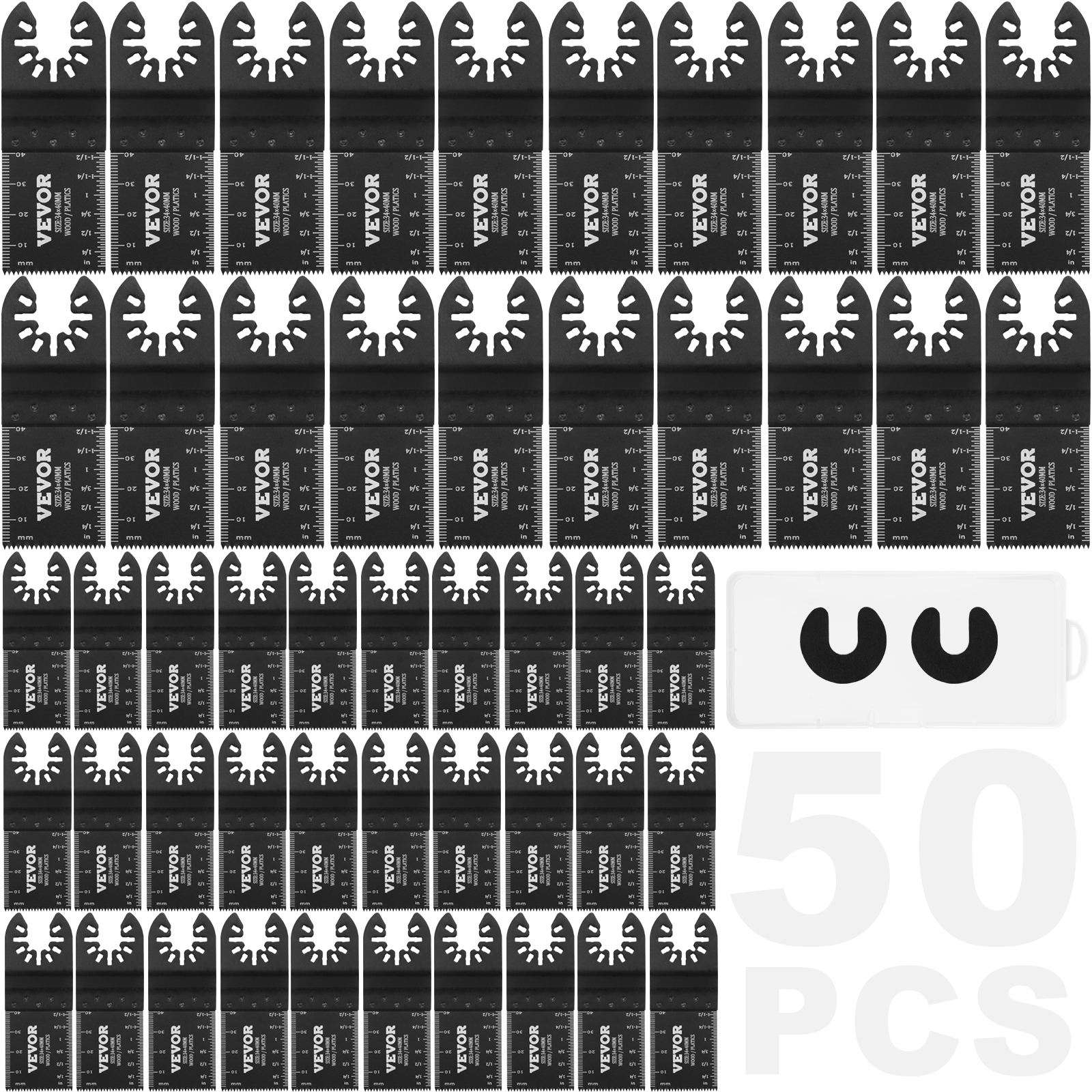 SucceBuy 50PCS Oscillating Saw Blades Universal Release Dewalt Multitool Blades for Wood Cutting Plastic Renovator Power Tool