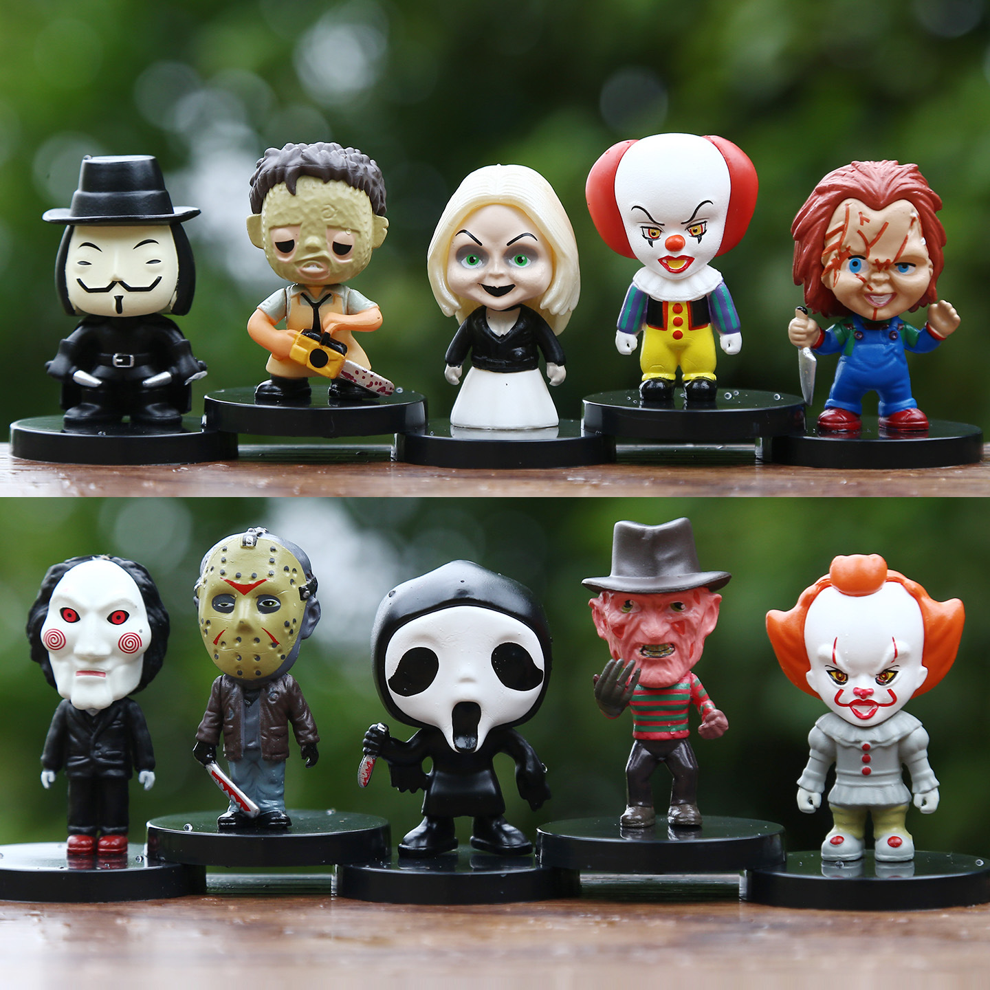 10 pezzi serie di film horror Jason Freddy Clown Action Figure giocattoli modello in PVC regalo di Halloween figurine in vinile regalo bambola