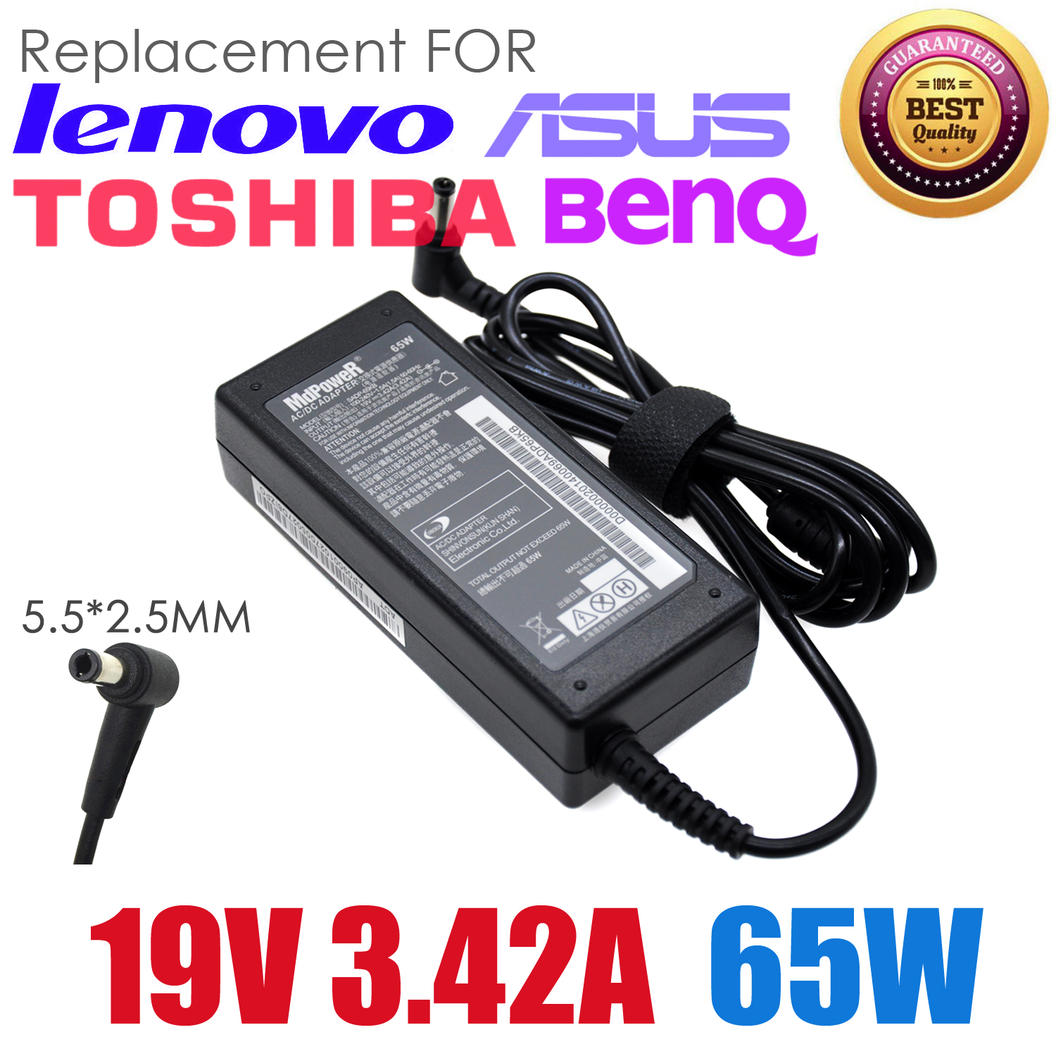 Adaptador de CA Universal para portátil, fuente de alimentación de 19V, 3.42A, 65W, 5,5x2,5mm, para ASUS, Lenovo, toshiba, BENQ, delta, SADP-65KB, cargador de ADP-65HB