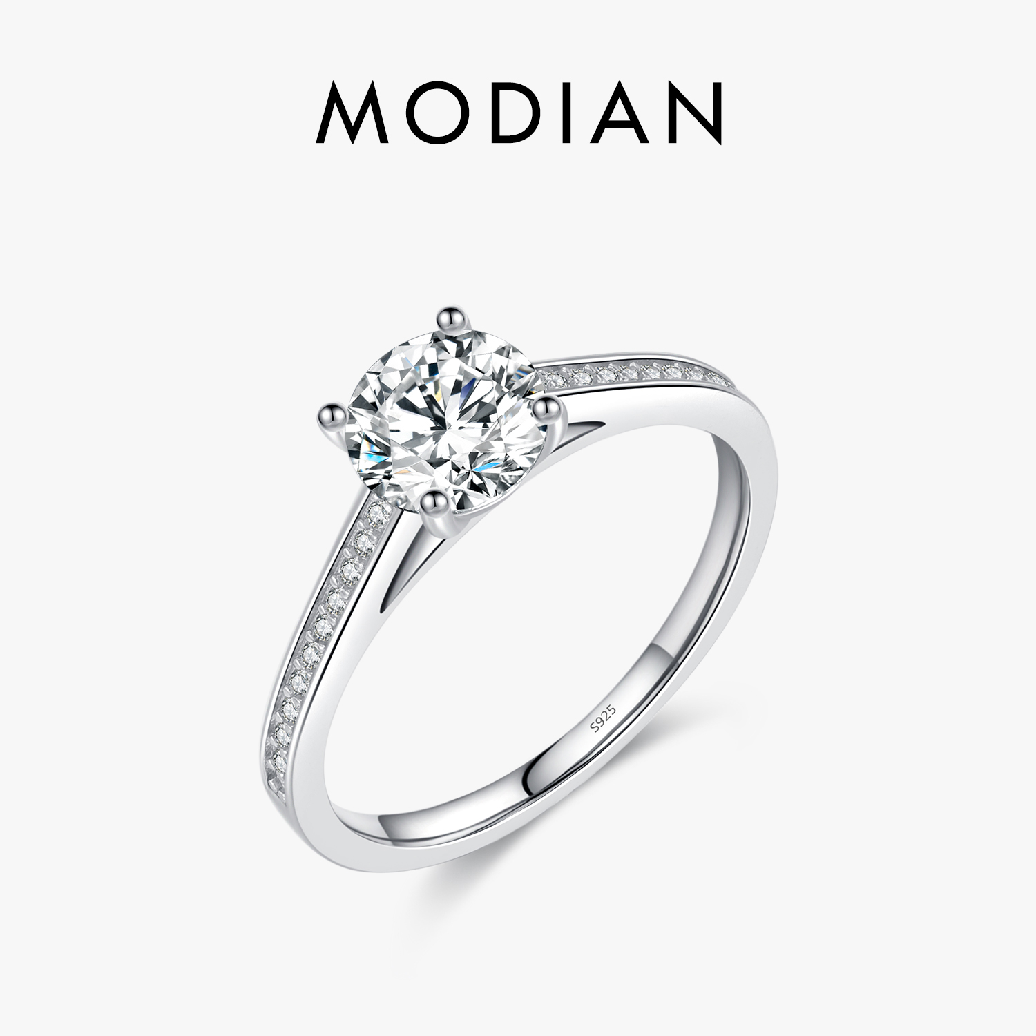 MODIAN D Color Lab Diamond 1CT Moissanite Ring per le donne 925 Sterling Silver Classic Wedding fidanzamento Band gioielli regali