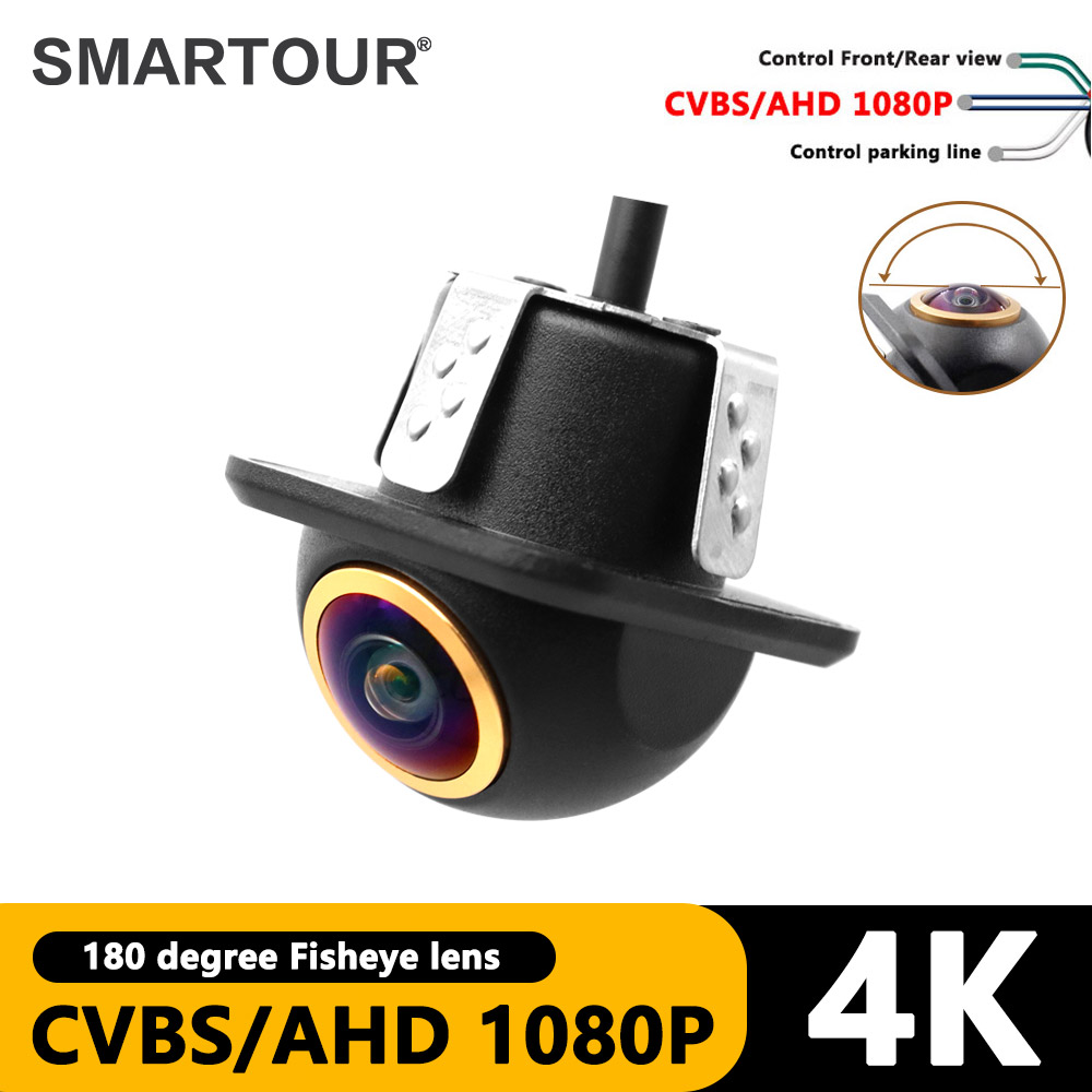 Smartour AHD CVBS CCD lente ojo de pez cámara de visión trasera AHD 1080p visión nocturna estacionamiento de respaldo impermeable para Monitor de marcha atrás automática
