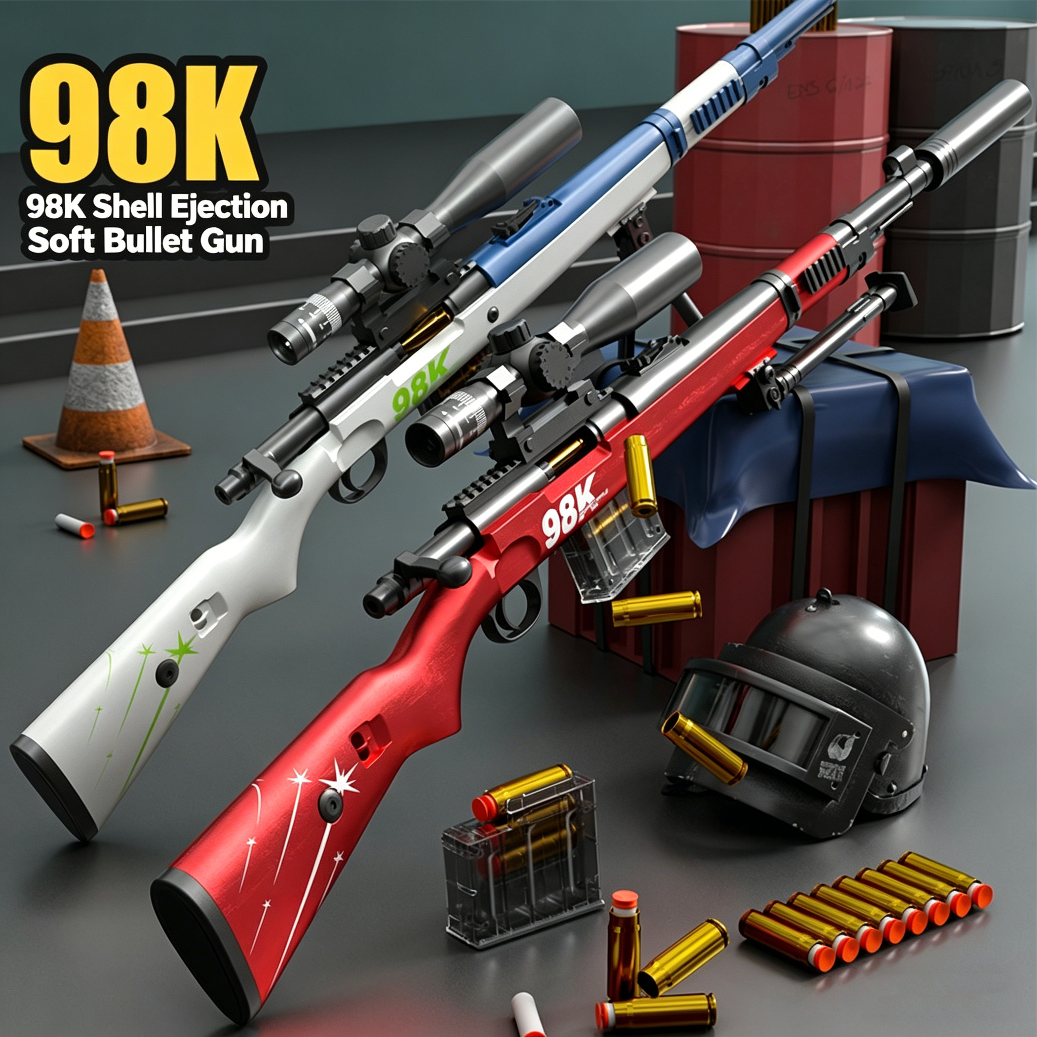 98K AWM Shell Ejection Soft Bullet Gun 130cm Supergroot Handmatig Oplaadbaar Kan Sniper Geweer Vuren Buiten CS Gevecht Model Speelgoed Cadeau