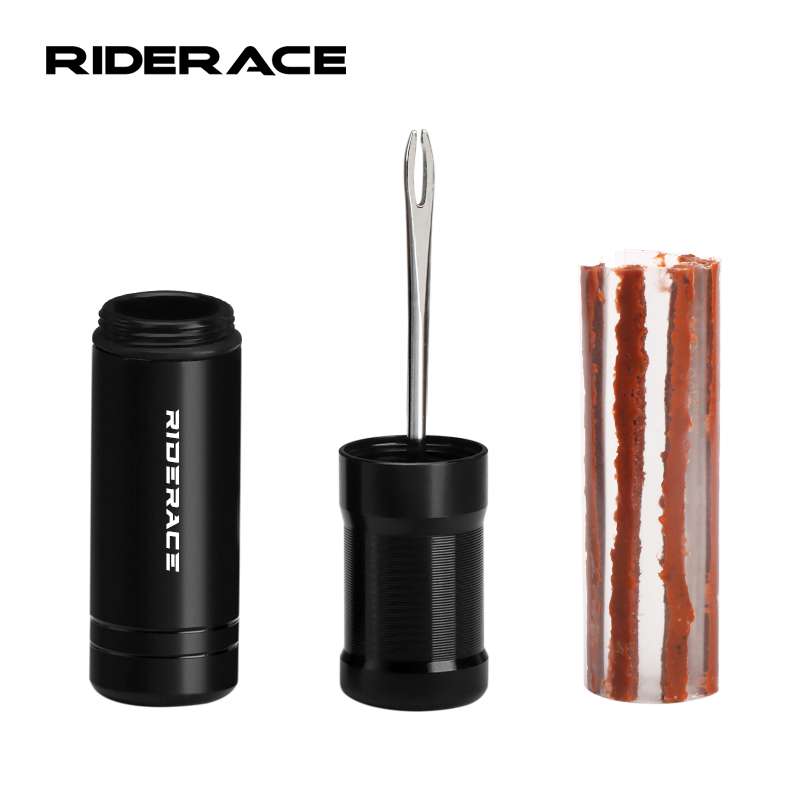 RIDERACE-Kit de herramientas de reparación de neumáticos de bicicleta, sellador de pinchazos de neumáticos sin cámara, juego de taladro de raya de goma, Ciclismo de Carretera MTB