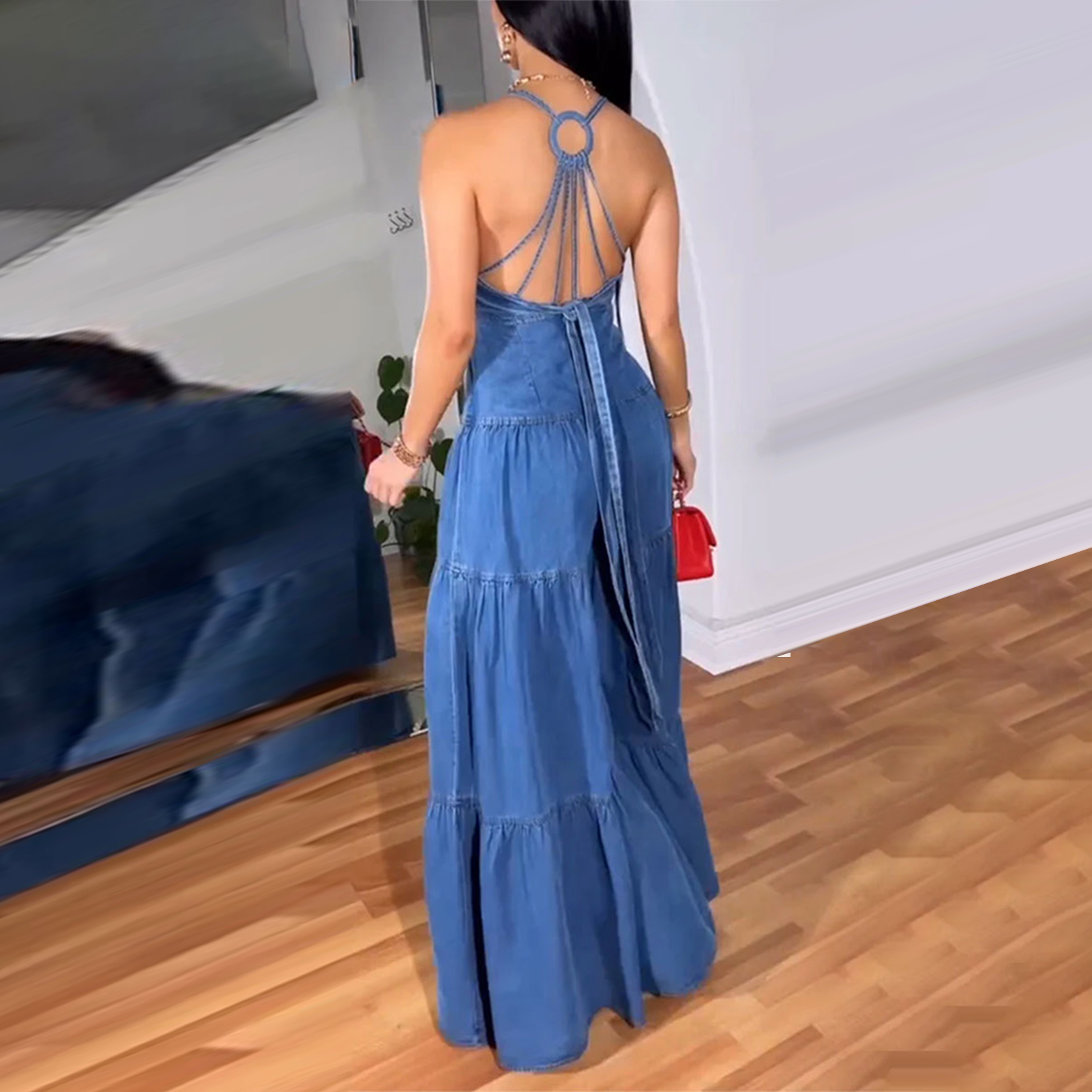 Macacões elegantes para mulheres 2025 primavera nova simples elegante senhora do escritório solto ruched ombro frio bainha perna larga macacão