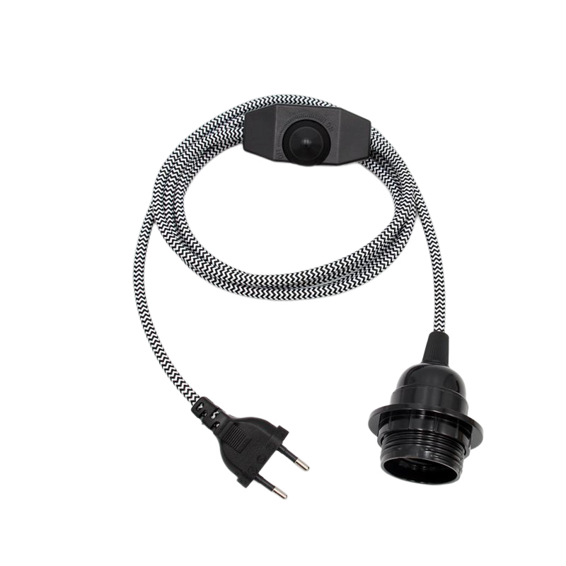 AC 220-240V  Vintage Fabric Cable with EU Plug  Dimmer Switch and E27 Bulb Lamp Holder DIY Plug-in Lamp Cords