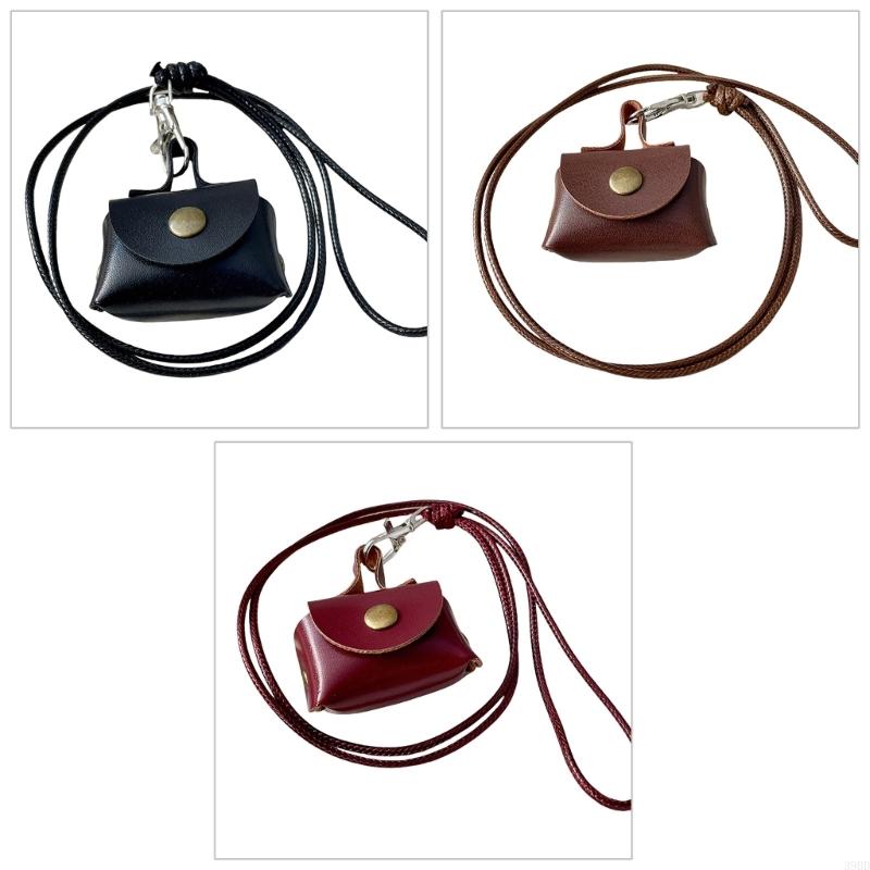 39bd PU -Geldbörse Halskette Schmuck Accessoires für Reisen, Musikfestivals Trendy Halskette Mini Bag Pu Leder