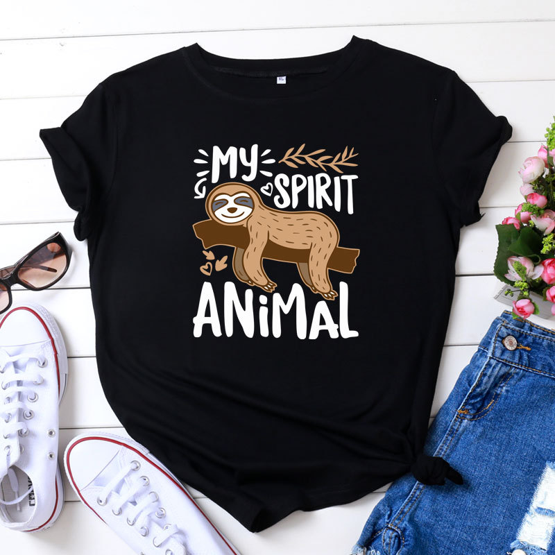MY SPIRIT ANIMAL Bradipo Stampa T Shirt da donna Manica corta O Collo Maglietta da donna allentata Maglietta da donna Top Vestiti Camisetas Mujer