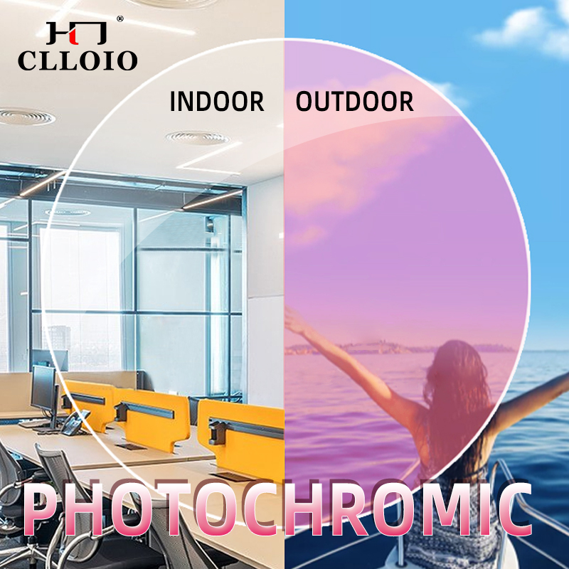 CLLOIO lentille photochromique gris marron rose violet bleu 1.56 1.61 1.67 1.74 lentilles de Prescription pour myopie hypermétropie progressive