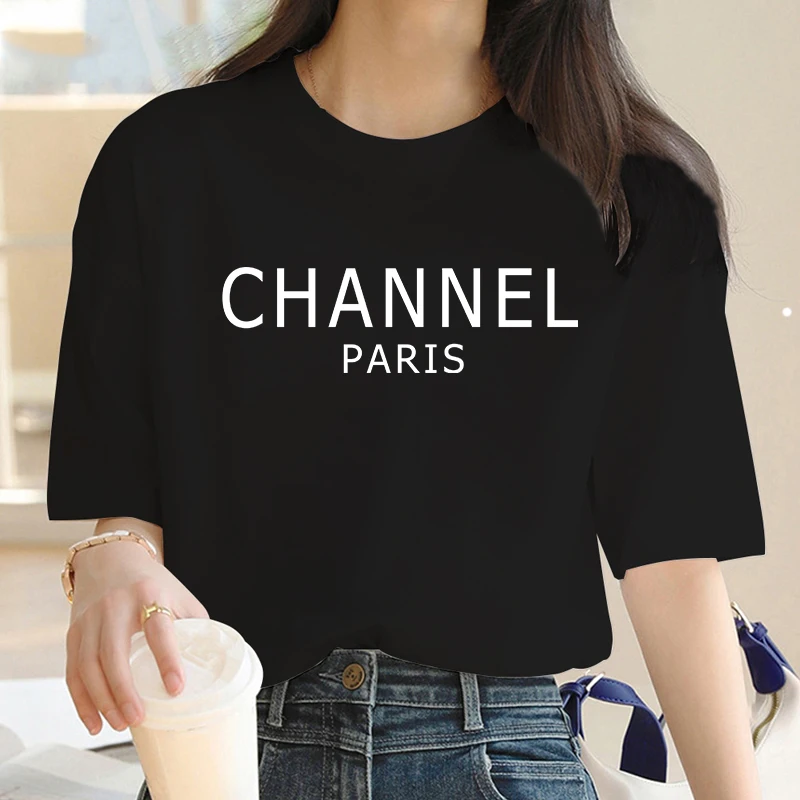 T-shirt graphique élégant et décontracté pour femmes, marque de luxe, mode Harajuku Kawaii, vêtements Y2K pour femmes