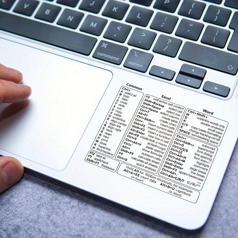 1 Set Vinyl Self-adhesive Keyboard Shortcut Stickers | Quick Reference for Windows, Excel and Word, Office Software