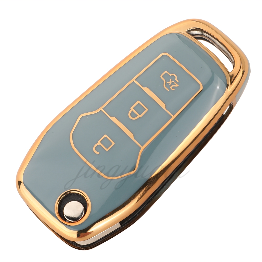 Jingyuqin 3 Buttons Flexible TPU Remote Car Key Cover Case For Ford Mondeo 5 Figo Ecosport Puma Fiesta Mk8 Everest Ranger