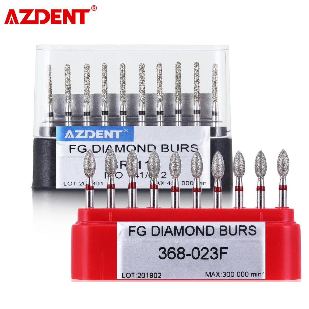 AZDENT 10 ピース/箱歯科高速ダイヤモンドバリ歯科医超粗いダイヤモンドドリル歯科ラボ研磨ツール Dia.1.6mm