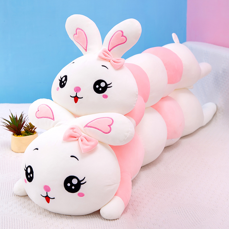 Peluche de conejo de oruga suave para niños, almohada de Animal de peluche de 130cm para oficina, cojín cómodo para el hogar, muñeco de regalo de Navidad