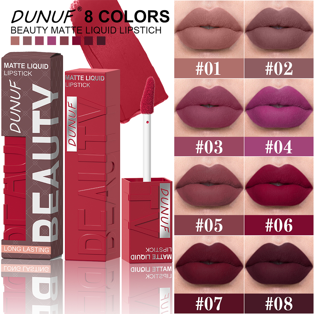 Matte Velvet Lipstick Lip Gloss Waterproof Smooth Long-Lasting Non-sticky Non-transfer Deep Red Nude Y2K Daily&Party Makeup Gift