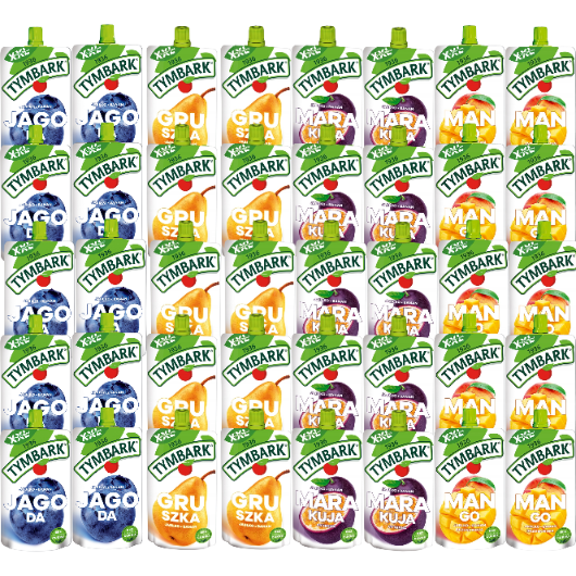 Tymbark zestaw musów 200g x 40 sztuk: Gruszka, Marakuja,Mango-Brzoskwinia, Jagoda