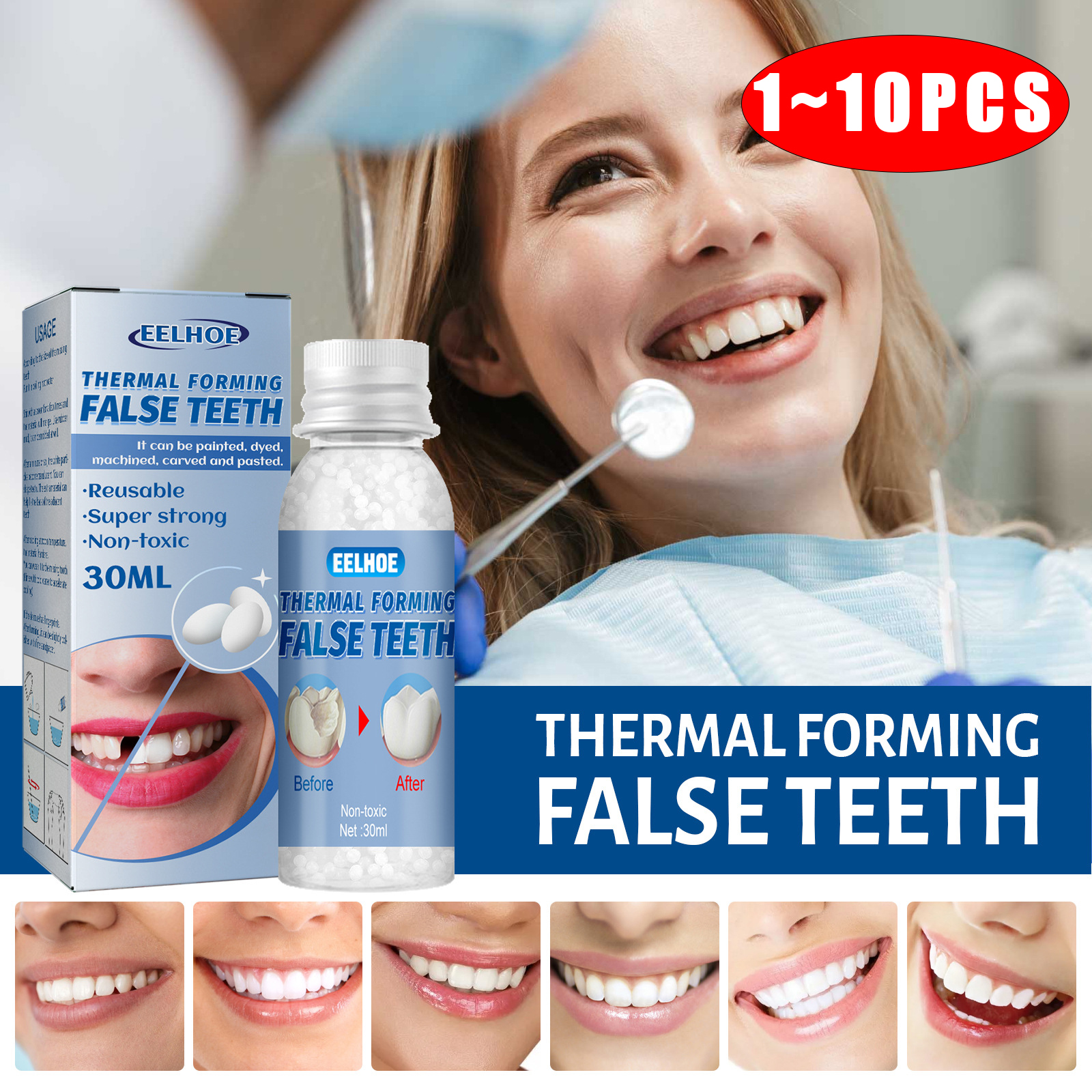 Temporäre Zahn reparatur False teeth Kleber Harz Zahn reparatur Kleber Zahnlücken Füllen falscher Zähne Feststoff kleber Sicherheit Zahn bedarf