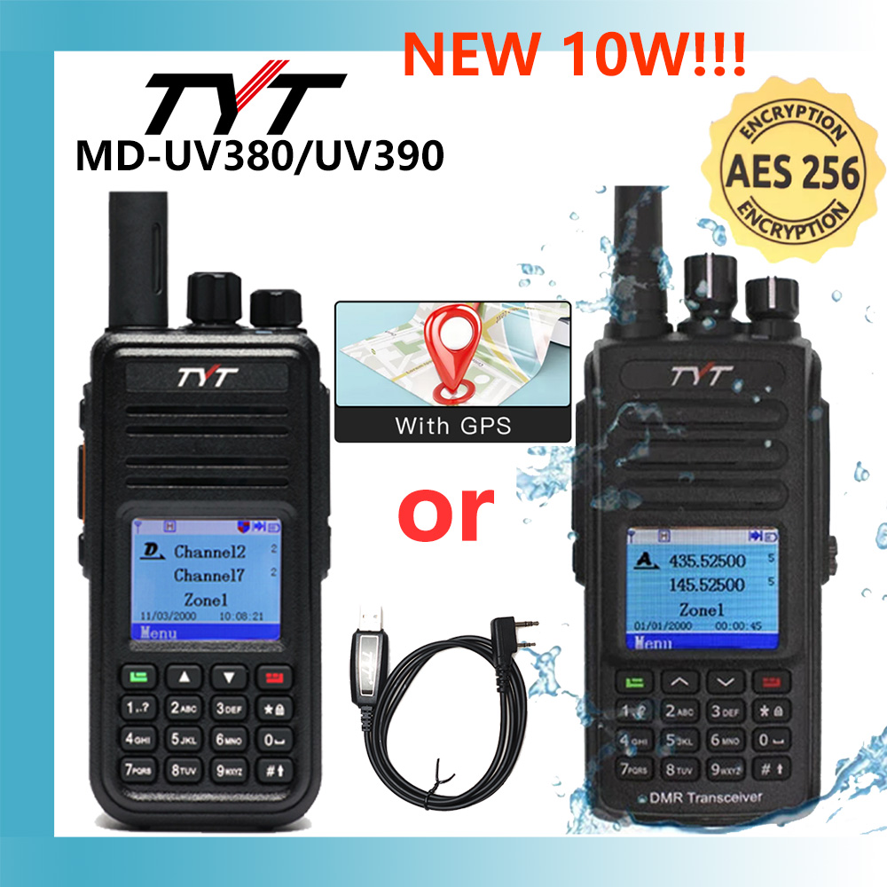TYT NEUE AES256 Verschlüsselung MD-UV380/390 Digitale Walkie Talkie VHF UHF Dual Band Wasserdichte Radio GPS Amateurfunk DMR Walkie Talkie