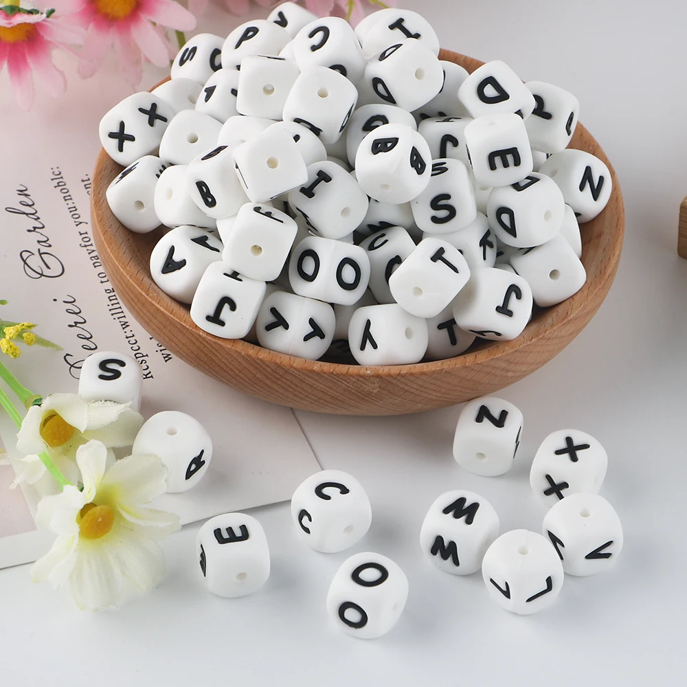 Kovict 10pcs 12mm English Alphabet Silicone Letters Beads DIY Necklace For Jewelry Making Personalize Accessories