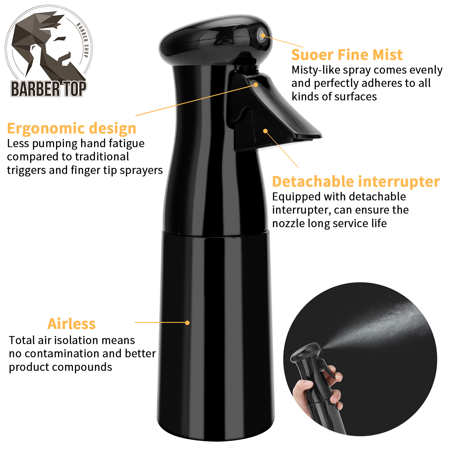 200ml Salon Friseur Sprüh flasche Hochdruck kontinuierliche Zerstäuber Friseur Styling Presse Wasser flasche Haarpflege-Tools