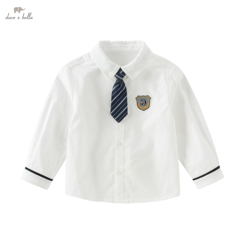 Dave bella criança menino camisas formais com laços júnior crianças roupas de festa de casamento criança camisa branca algodão bebê meninos camisa db 1250731