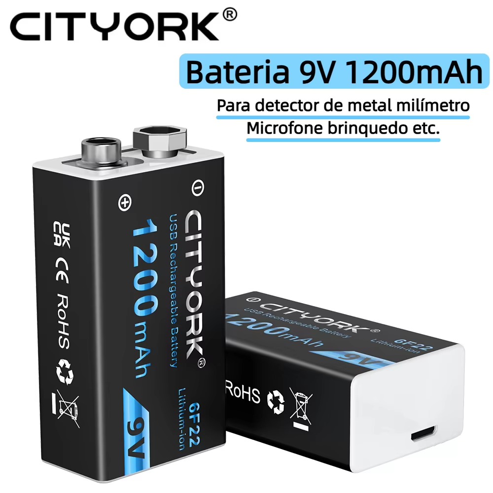 9 В 6F22 1200 мАч USB аккумуляторная батарея с TYPE-C USB зарядка литий-ионная батарея для металлоискателя мультиметра игрушка