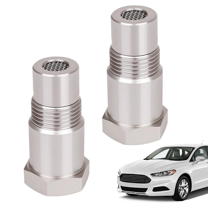 Espaciador de Sensor de O2 de acero inoxidable, 2 piezas, derivación de Sensor de O2, conector de repuesto automotriz para drenaje de motor, goteo de chispa