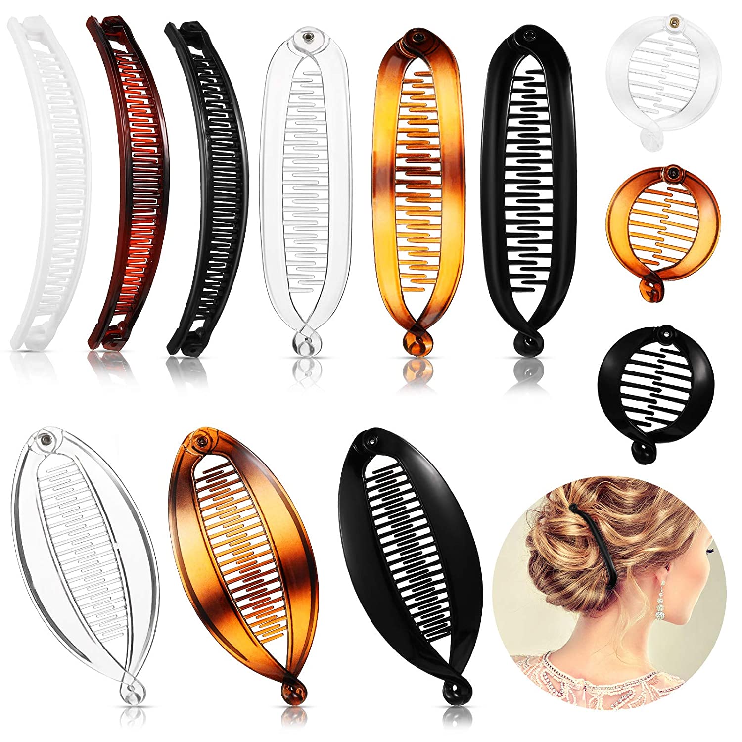 12-delige banaan haarclips klassieke kammen grote dubbele kam fishtail haarclip banaan paardenstaart houder clip voor vrouwen