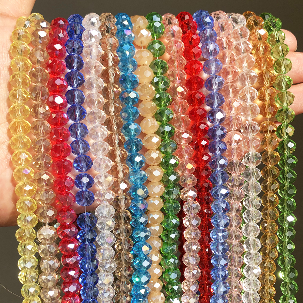 AB Clear Austria facetado cristal Rondelle cuentas de vidrio cuentas espaciadoras sueltas para fabricación de joyería DIY pulsera collar 3/4/6/8/10/12mm