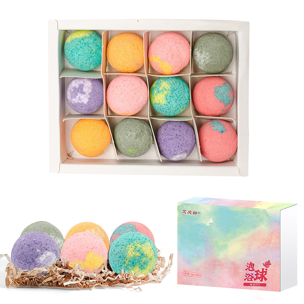 Bombas de baño pequeñas de burbujas para alivio del estrés corporal, fragancias hidratantes exfoliantes, Bola de sal de SPA de aromaterapia, cuidado de la piel, 12 unids/set