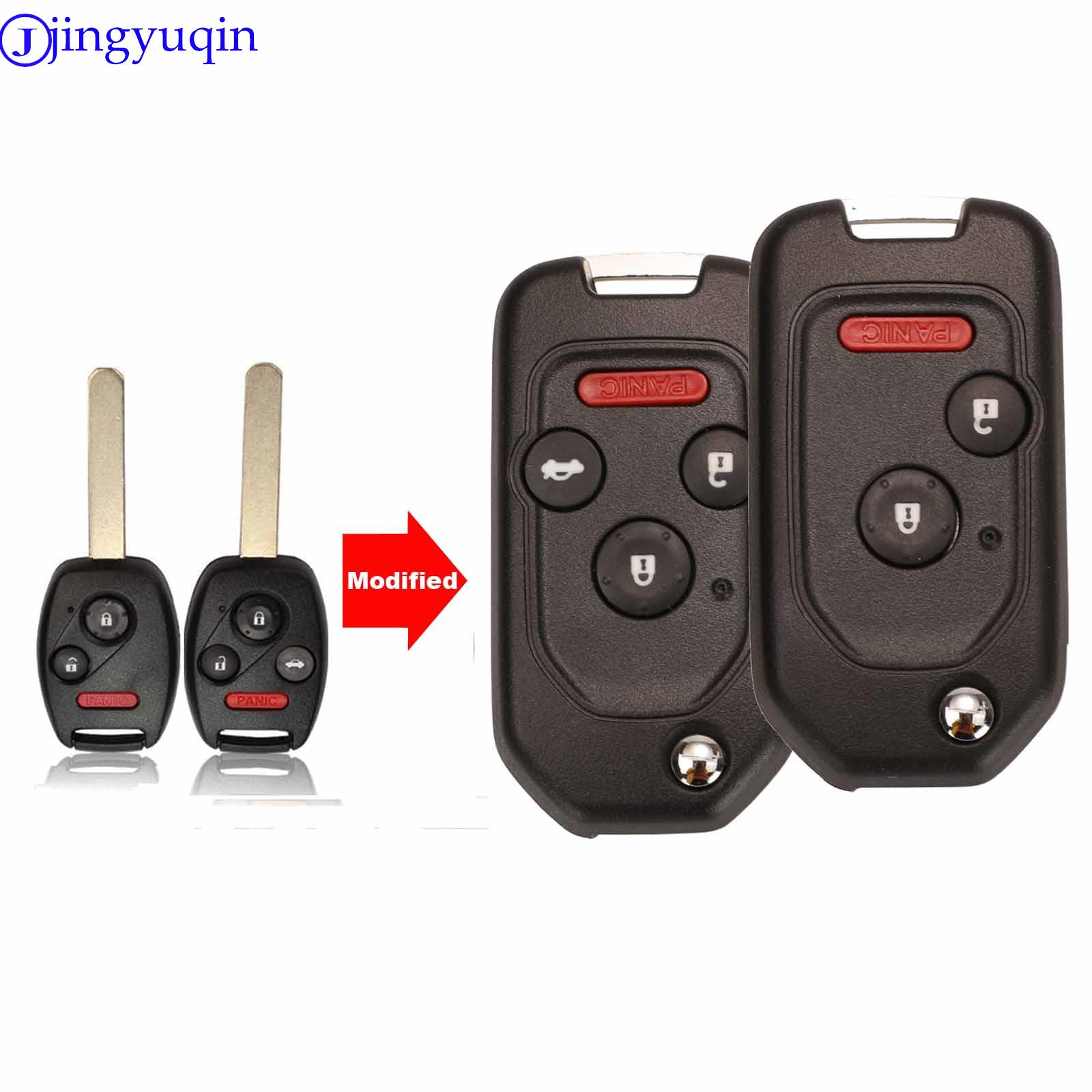 Jingyuqin-llave de coche modificada con 3/4 botones, carcasa de llave para Honda Accord Pilot CR-V, Civic Insight Ridgeline 2003-2013