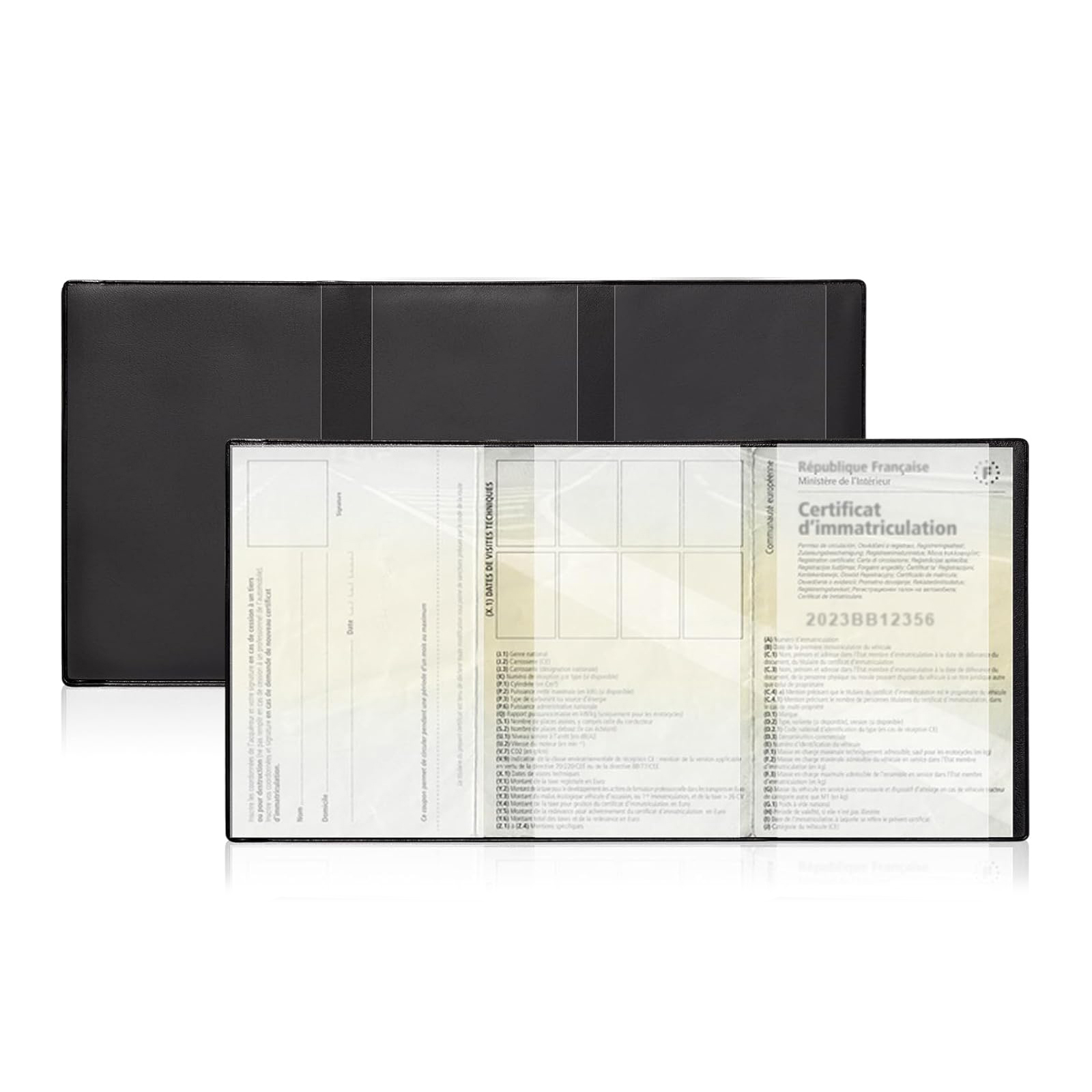 Funda de plástico transparente para documentos, tarjetero de registro y seguro de vehículos para papeles de coche/motocicleta