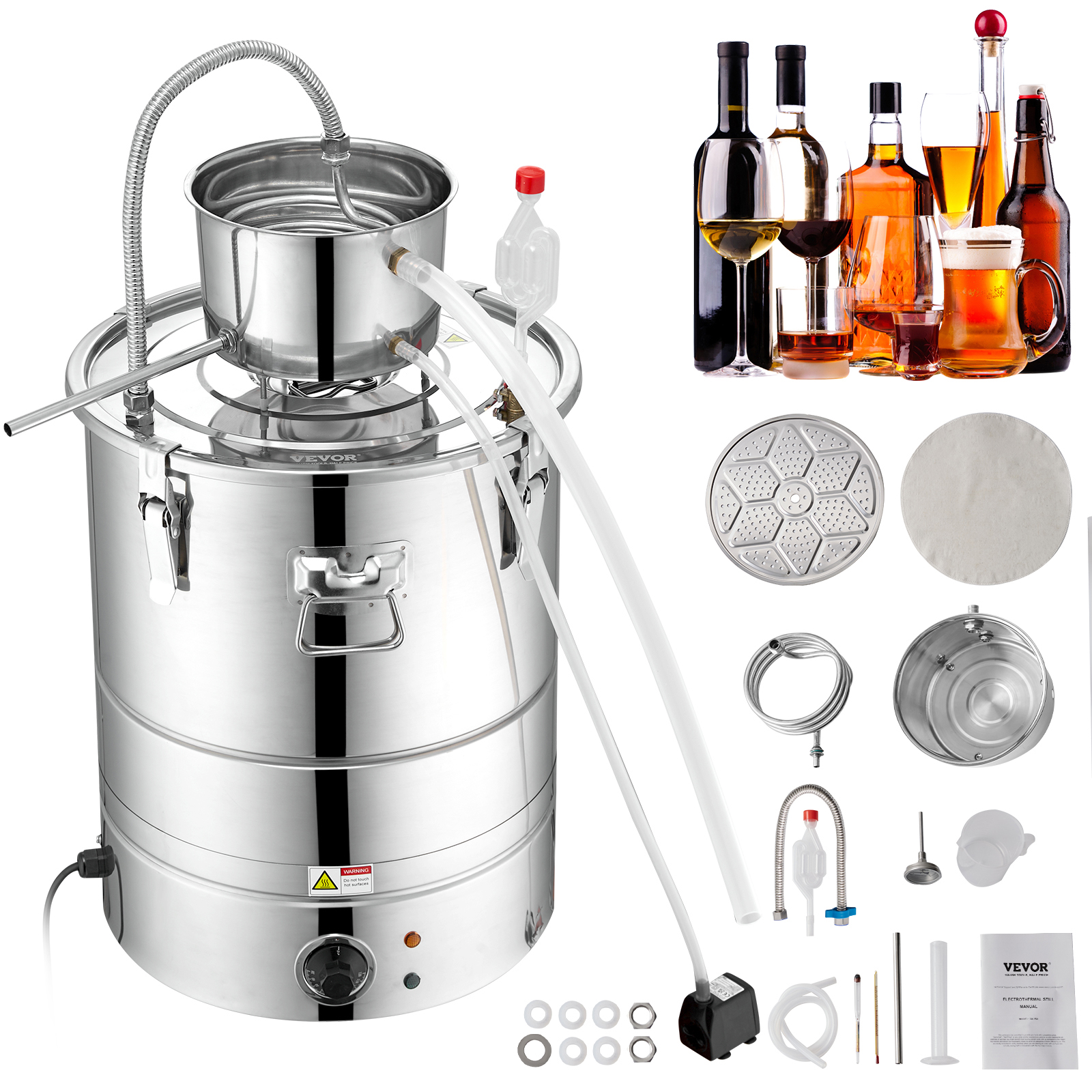 SucceBuy 30/50L Stalowy Destylator do Alkoholu, Urządzenie do Destylacji Alkoholu, Olejów Eterycznych, Wyrób Wiski, Wina, Brandy, Do Użytku Domowego