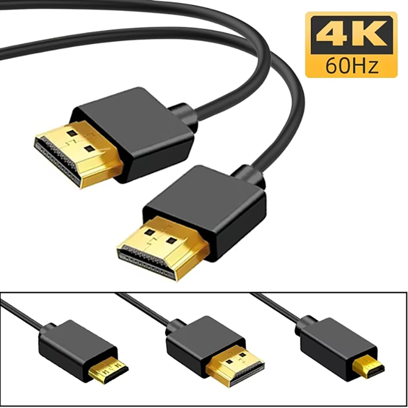 Портативный кабель UHD 2,0 4K при 60 Гц 19 + 1 ядро, наружный диаметр 3,2 мм, ультратонкий мини/микроHD-совместимый шнур для ПК, камеры, DV, планшета, HDTV-монитора