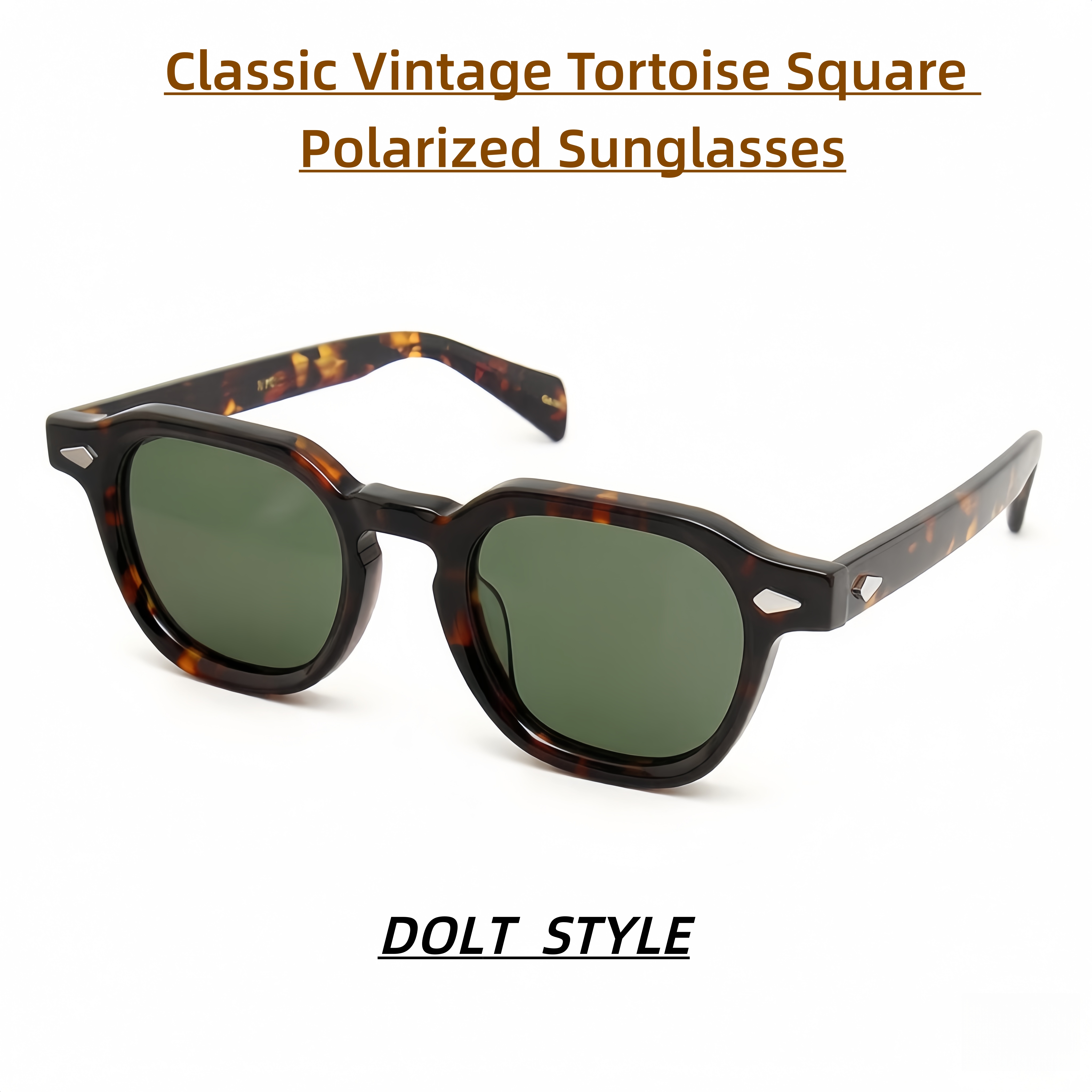MOSCO Style DOLT quadratische Sonnenbrille, Retro-Klassiker aus polarisiertem Acetat für Männer und Frauen, hochwertiger UV400-Schutz