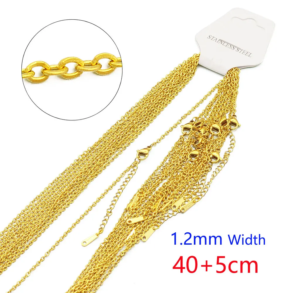 10pcs/Lot 304 Stainless Steel Cable Link Rope Chain Necklace for DIY Jewelry Making Silver Gold Color  O Chains Choker Necklaces