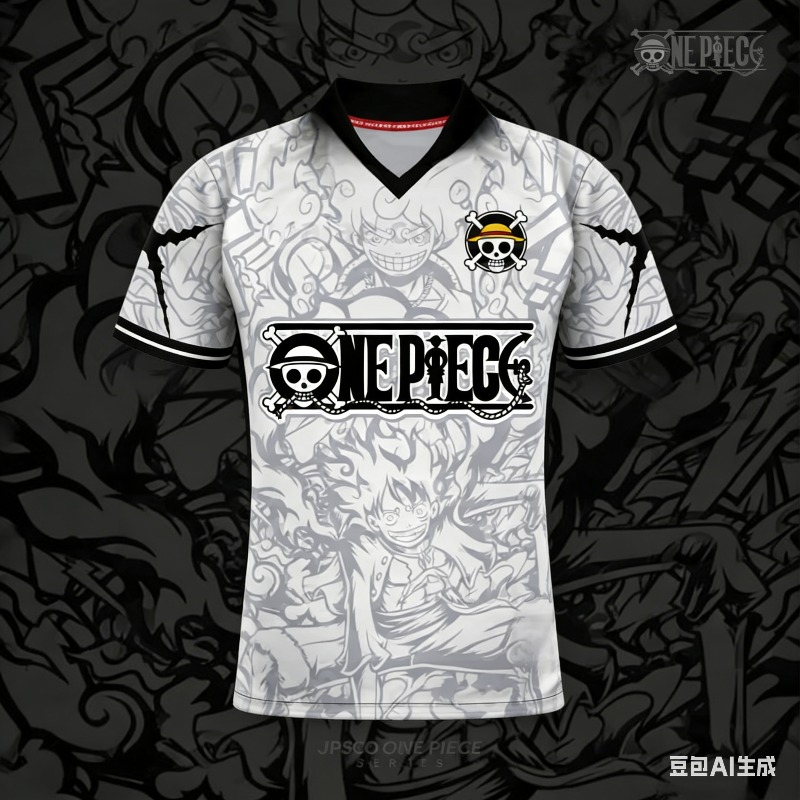 2026 One Piece Luffy Anime T-Shirt im Vintage-Baseball-Jersey-Stil für Herren und Damen, 3D-Volldruck, Y2k Streetwear, Harajuku Grafik-T-Shirt