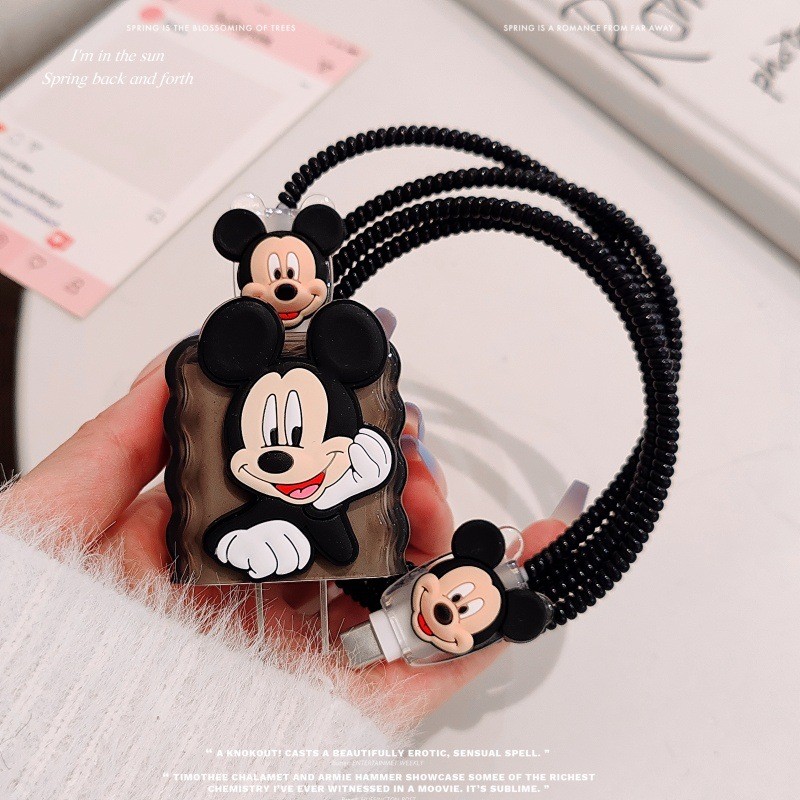 Capa Protetora de Carregador Mickey Cartoon para iPhone 20W 18W, Acessórios para Gestão de Cabos