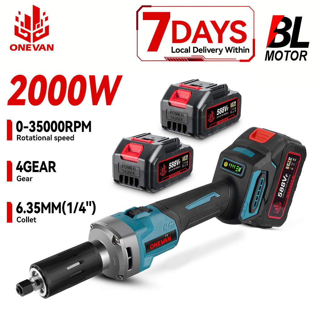 ONEVAN 2000W Brushlessไฟฟ้าDieเครื่องบดมือถือไร้สาย 4 Speed Variableปรับโรตารี่เครื่องมือสําหรับMakitaแบตเตอรี่Pin