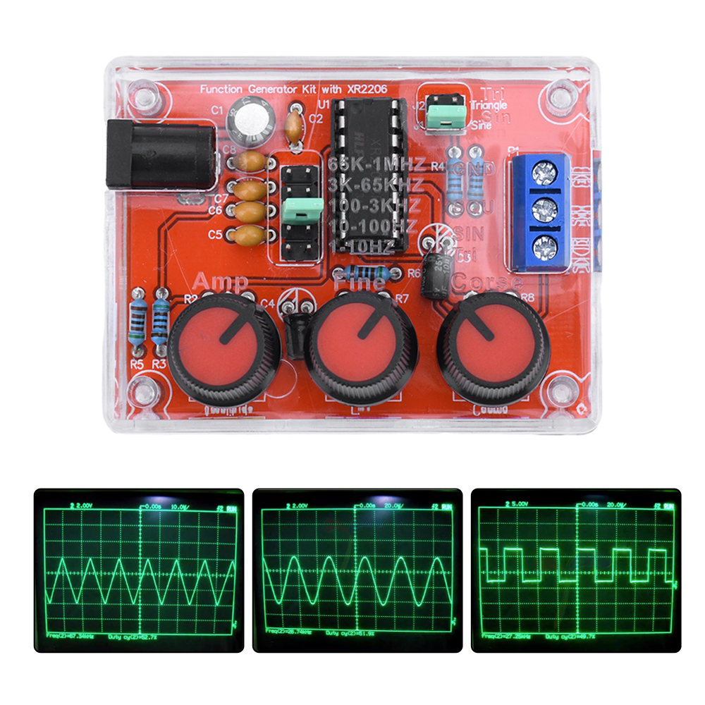 XR2206 High Precision Signal Generator DIY Kit Sine Triangle Square Waves 1Hz 1MHz Frequency Range Adjustable Frequency