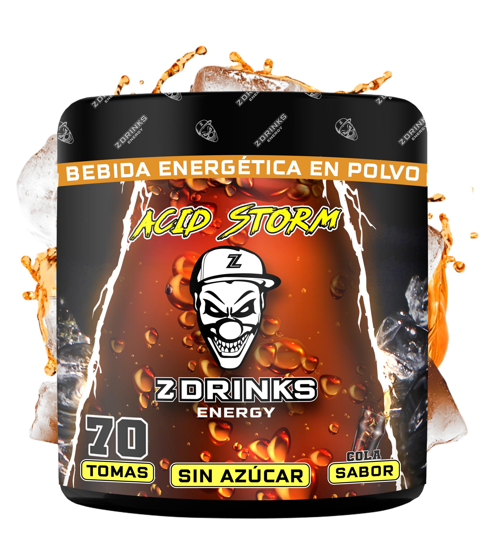 Z Drinks Acid Storm (Cola) - Bebida Energética en Polvo Sin Azúcar con Cafeína, Vitaminas y Minerales