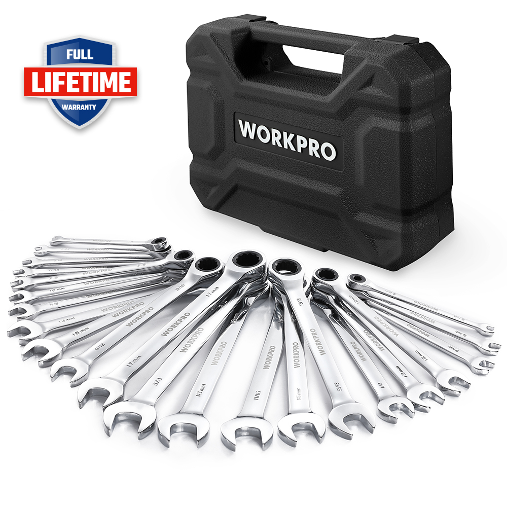 Workpro 23-delige Ratelsleutelset Met Doos, 72 Tandensleutel Met Doos, Moersleutelreparatieset