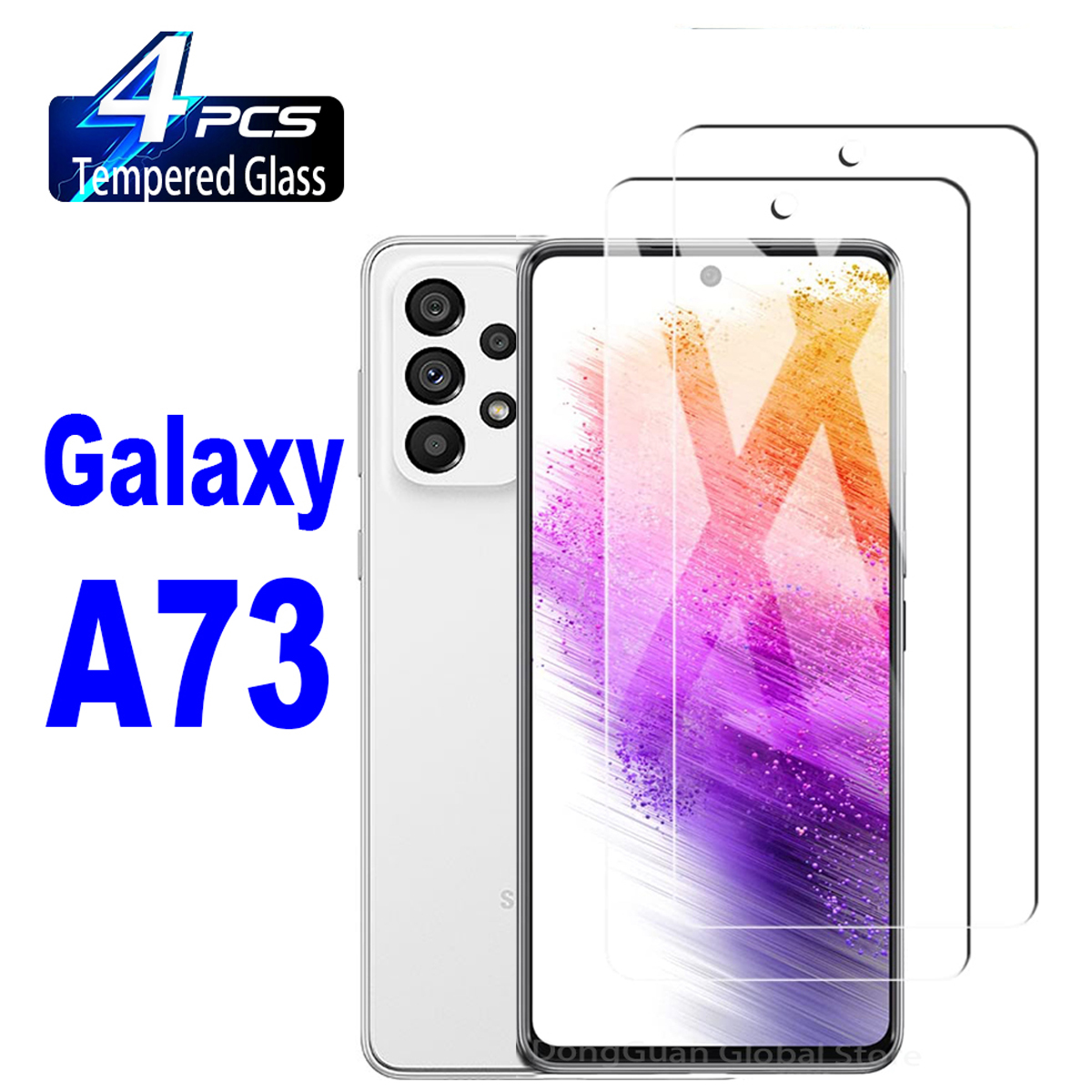 2/3/4 pièces de verre trempé pour Samsung Galaxy A73 5G, Film de protection d'écran en verre