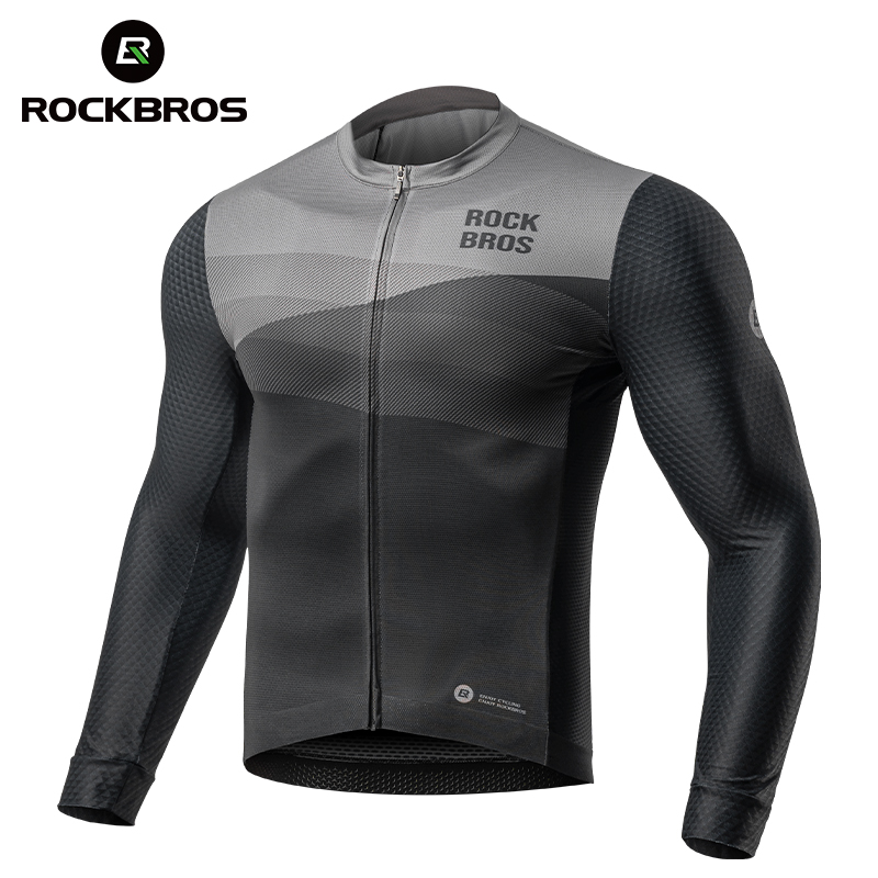 ROCKBROS Spring Summer Cycling Jersey Long Sleeves Lightweight High Elastic Breathable Fast Dry Shirt Men MTB Cycling Clothing